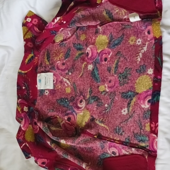 Anthropologie Sparrow Boho Floral Merino Wool Tea House Cardi Jacket, Size XS - Picture 9 of 12